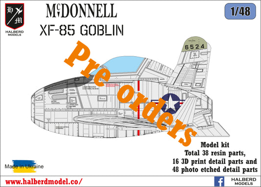 McDonnell XF-85 Goblin model kit,  1/48 scale.