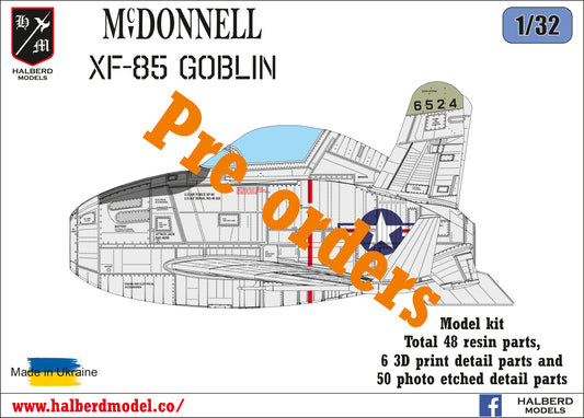 McDonnell XF-85 Goblin model kit, 1/32 scale