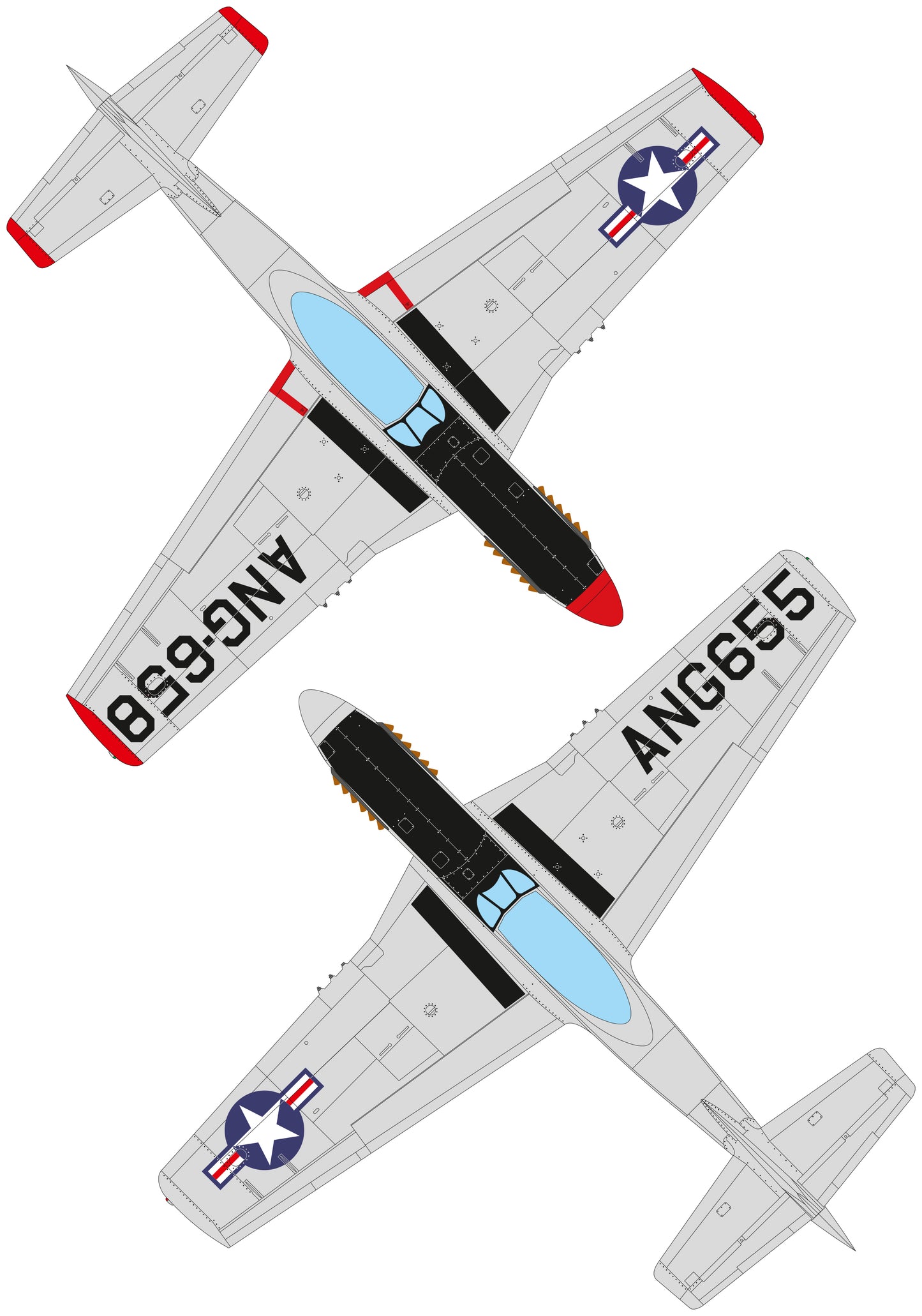 TF-51D-25NA (TEMCO) Air National Guard conversion set for Eduard kit P-51D 1/48 scale