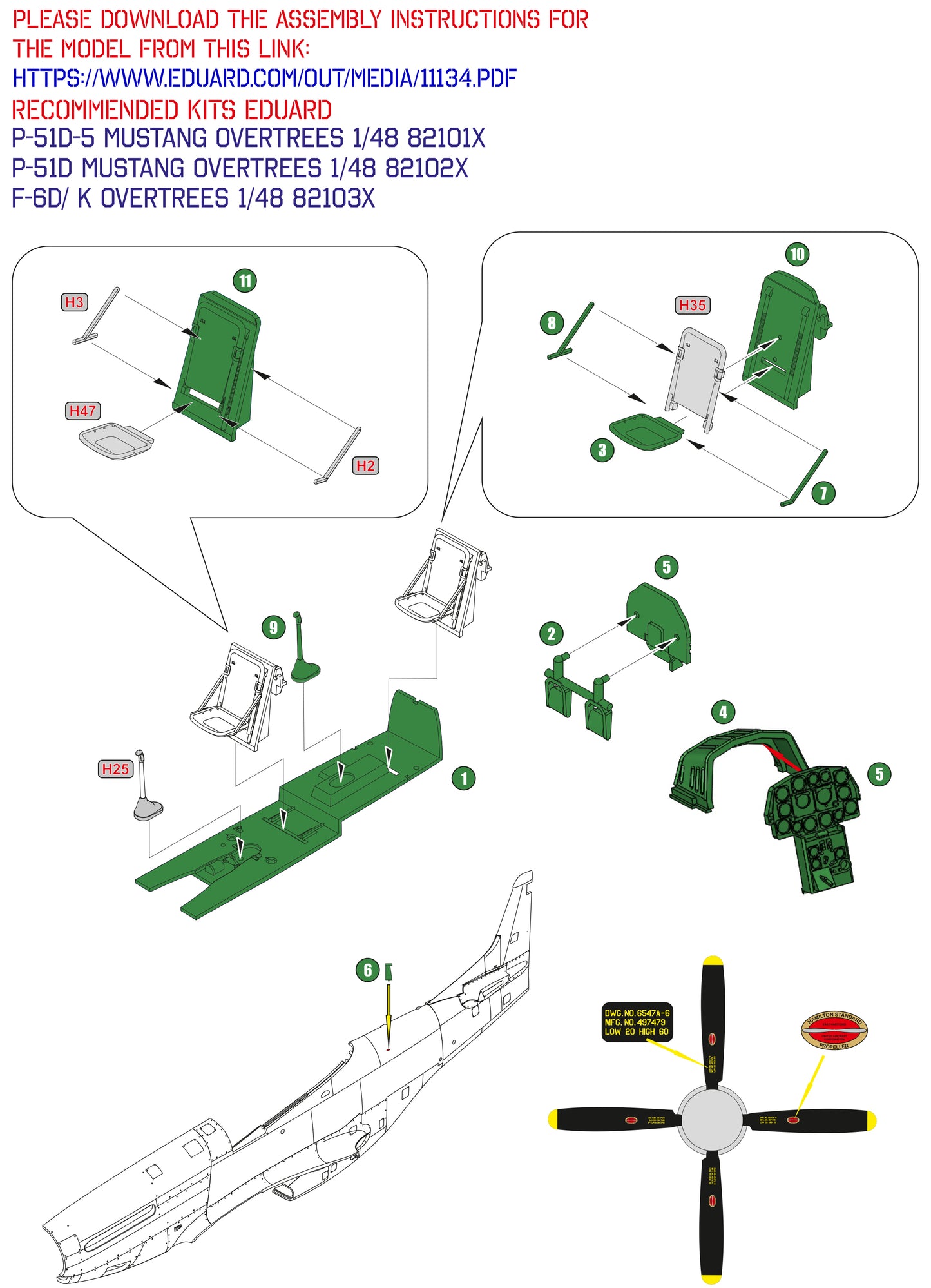 TF-51D-25NA (TEMCO) Latin America Air Force Service conversion set for Eduard kit P-51D 1/48 scale