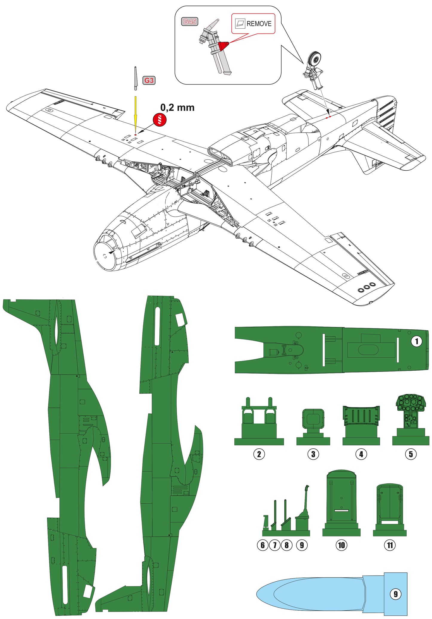 TF-51D-25NA (TEMCO) Latin America Air Force Service conversion set for Eduard kit P-51D 1/48 scale