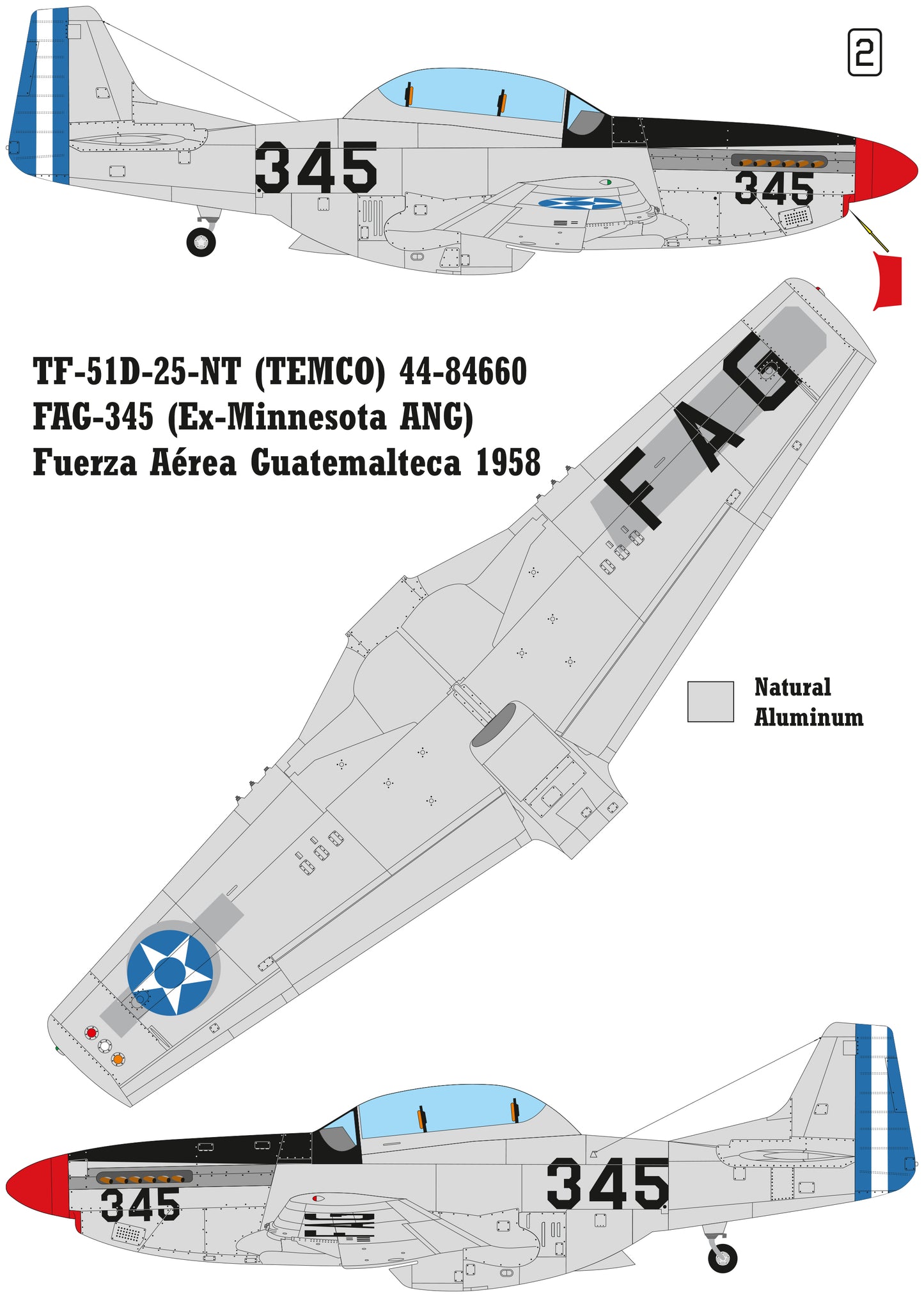 TF-51D-25NA (TEMCO) Latin America Air Force Service conversion set for Eduard kit P-51D 1/48 scale