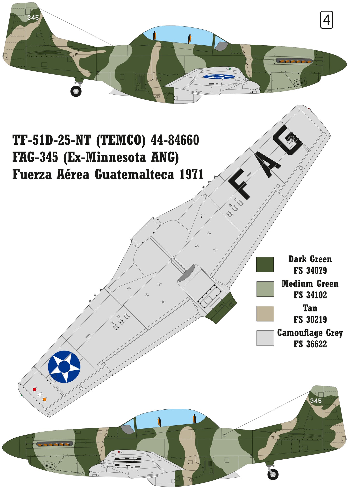 TF-51D-25NA (TEMCO) Latin America Air Force Service conversion set for Eduard kit P-51D 1/48 scale