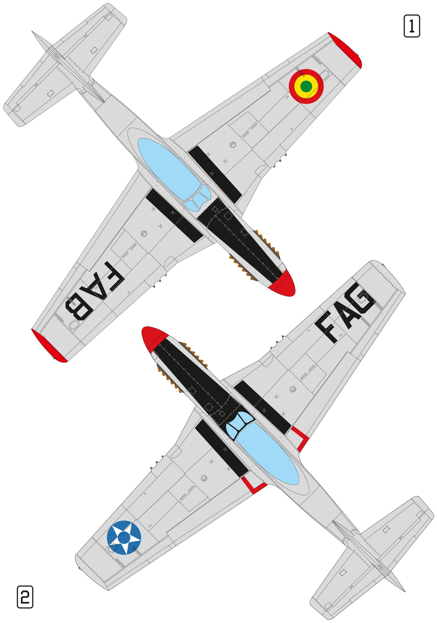 TF-51D-25NA (TEMCO) Latin America Air Force Service conversion set for Eduard kit P-51D 1/48 scale