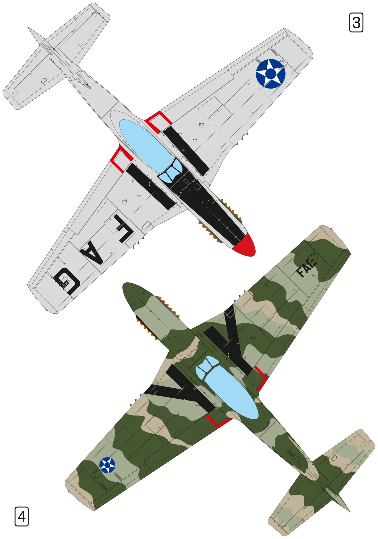 TF-51D-25NA (TEMCO) Latin America Air Force Service conversion set for Eduard kit P-51D 1/48 scale